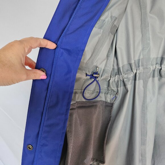 LANDS' END Blue Hooded Windbreaker / Raincoat Jacket, Size XS (2-4) - Picture 4 of 16